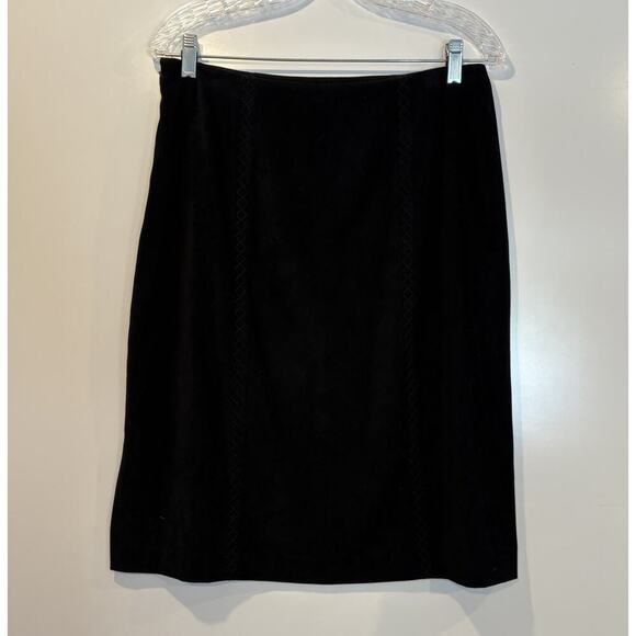 Talbots Black Vegan Faux Suede Pencil Skirt Career Stretch Womens Size 10 (1405) - Picture 2 of 5